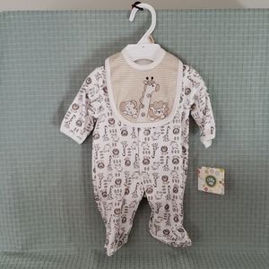 Little Me - Baby Safari Footie and Bib